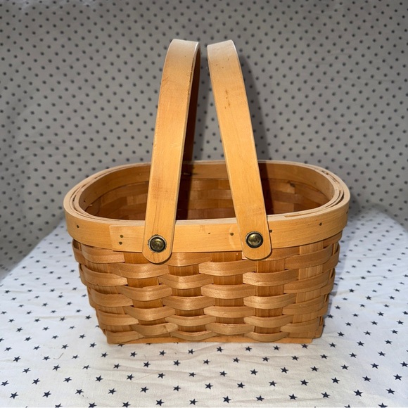 Vintage Woven Oblong Handled Gathering / Gardening / Herbs / Flower Basket EUC - Picture 5 of 17